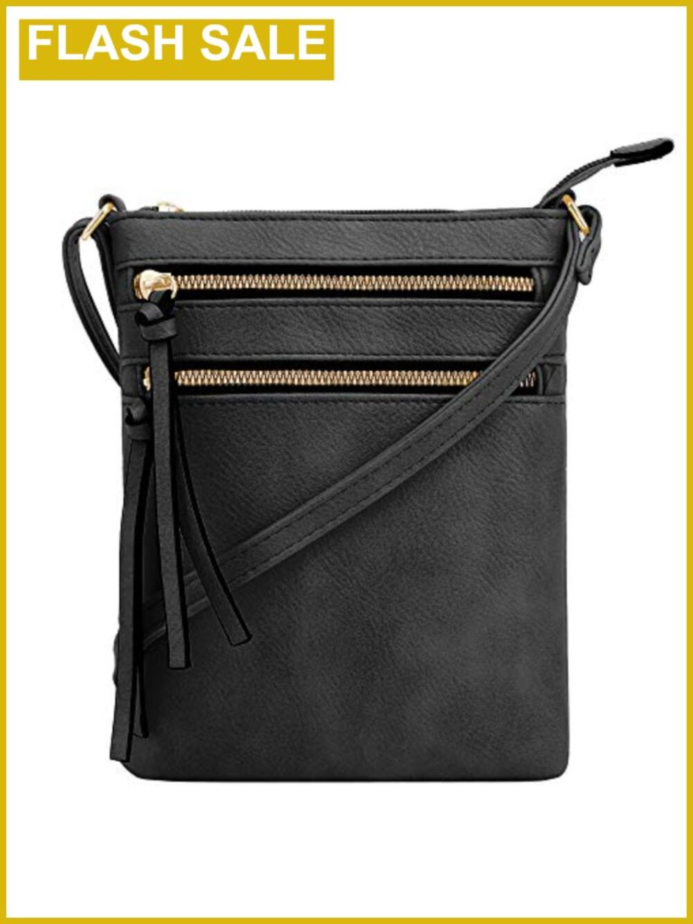Faux Leather Crossbody Bag Multi Pocket Zipper Purse Adjustable Strap